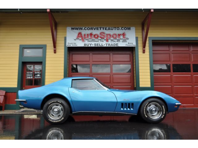 Chevrolet : Corvette 1969 lemans blue bright blue corvette coupe 4 sp 350 sp