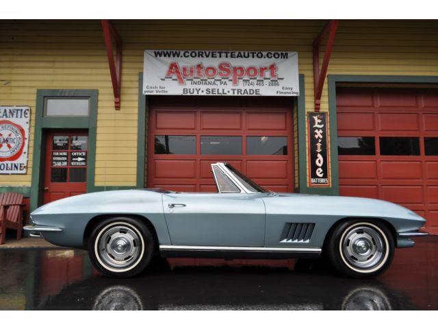 Chevrolet : Corvette 1967 elkhart blue teal interior s matching corvette conv rare color combo