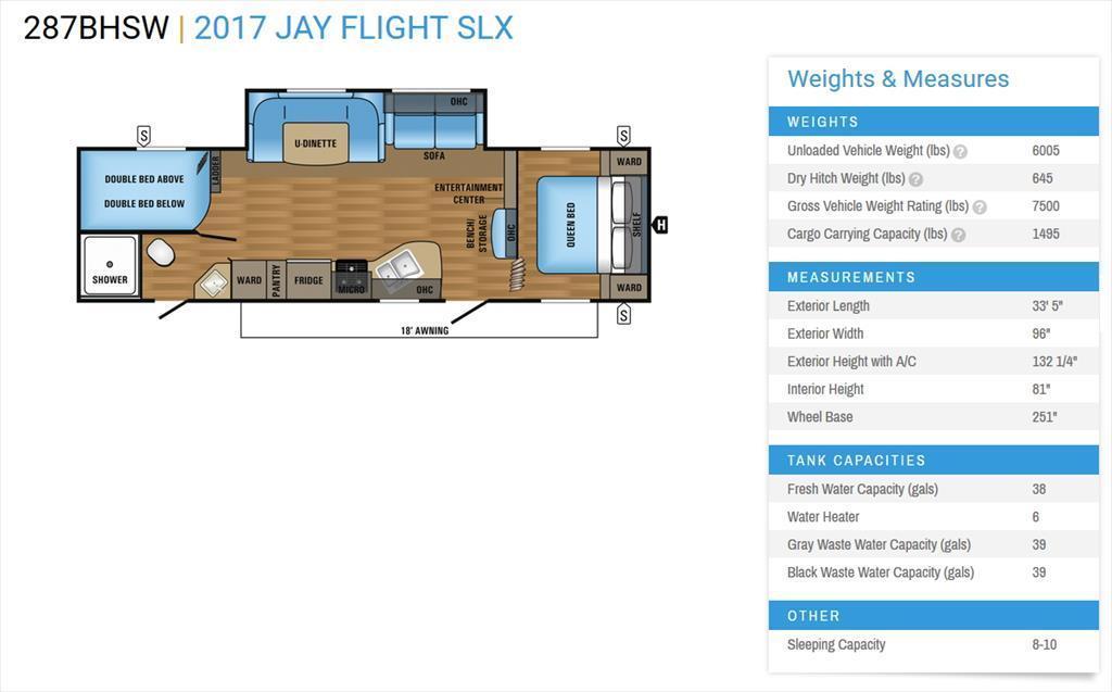 2017 Jayco Jay Flight SLX 287BHSW