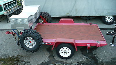 Sure trac flat bed utility trailer with diamond plate tool box 5'x8'