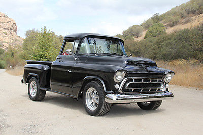 Chevrolet : Other Pickups pickup 1957 chevy 3100 short bed big window fully restored black beauty