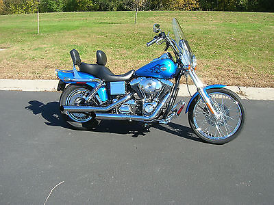 Harley-Davidson : Dyna 2002 harley davidson dyna wide glide fxdwg 5000 miles impact blue no reserve