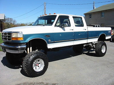 Ford : F-350 HD LIFTED crew longbed 95 ford f 350 xlt 4 wd crew show lifted 7.3 powerstroke diesel rare 5 speed texas