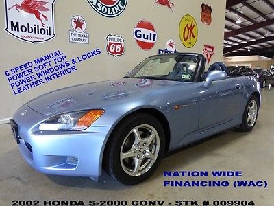Honda : S2000 Convertible 2002 s 2000 conv 6 speed trans pwr soft top leather 16 in wheels 86 k we finance