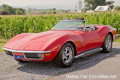 Chevrolet : Corvette Leather 1970 real red corvette convertible black int 350 350 hp s matching 4 spd fun