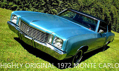 Chevrolet : Monte Carlo 1972 chevrolet monte carlo highly original factory air with r 134 a works