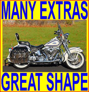 Harley-Davidson : Softail CLASSIC 1997 WHITE BLUE HARLEY DAVIDSON HERITAGE SOFTAIL SPRINGER FLSTS OLD BOY