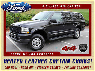 Ford : Excursion Limited 4X4 HEATED LEATHER 3 rd row rear air pioneer 6.8 v 10 pwr seats pedals w memory parking sensors
