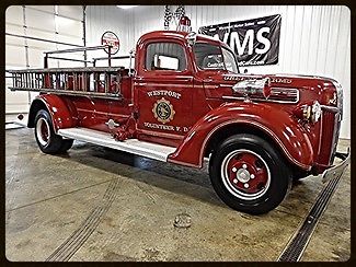 Ford : Other Pumper 41 red pumper brush fire truck antique classic show car flat head black ladder