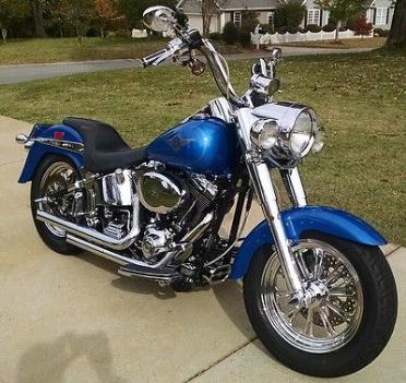 Harley-Davidson : Softail 2002 very nice blue fatboy excellent condition fuel injected