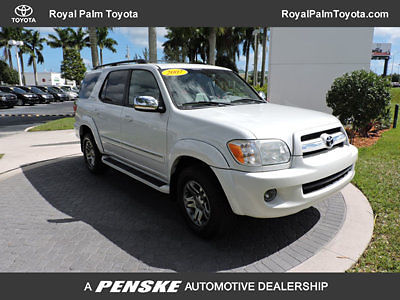 Toyota : Sequoia 4WD 4dr Limited 2007 toyota sequoia 4 wd white leather tow limited roof florida