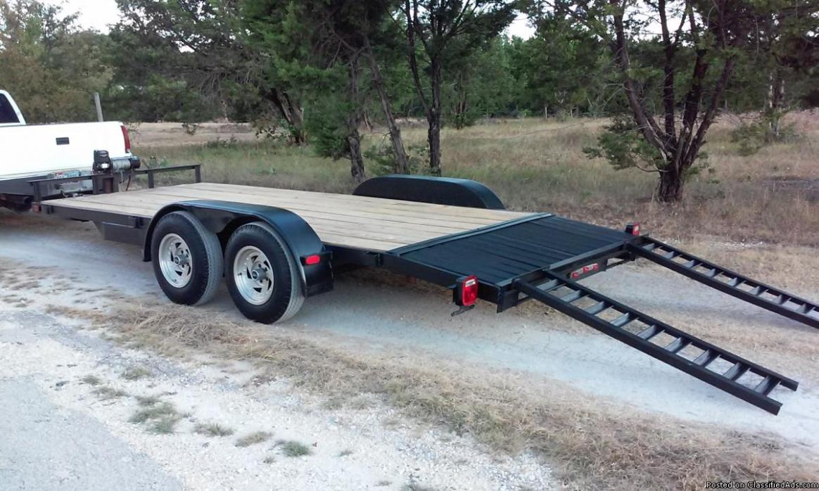 18FT CAR TRAILER, HEAVY DUTY with WINCH, MAGS (VERY NICE)