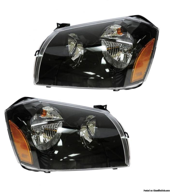 05-07 Dodge Magnum Headlights Headlamps w/Black Background Pair Set Left & Right, 0