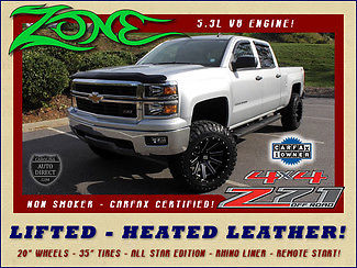 Chevrolet : Silverado 1500 LT Crew Cab 4x4 Z71-LIFTED-HEATED LEATHER! 20 wheels new 35 tires new rhino liner bkup cam remote start 5.3 l v 8 lots more