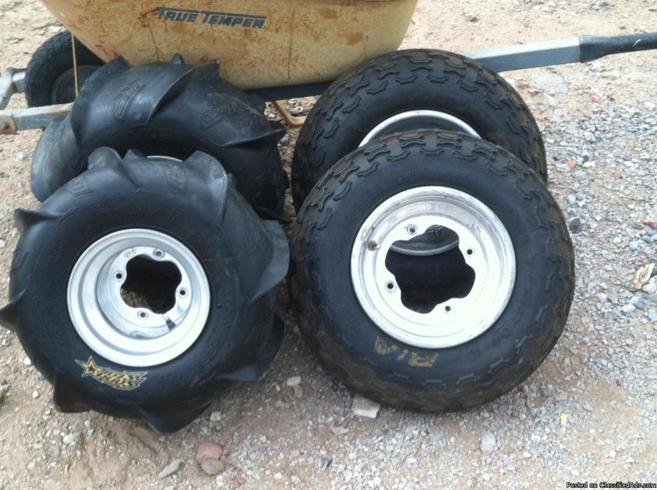 Stock Banshee Knobby and Paddle Tires