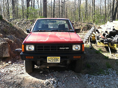 Dodge : Other Pickups 1992 dodge d 50 power ram pickup truck with 6.5 ft angle plow 4 x 4 2.4 liter