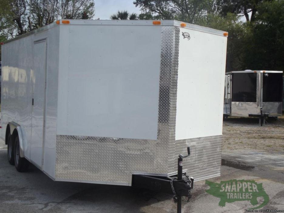 NEW Enclosed Car Hauler Trailer - 18ft. with Drings and V-Nose Front