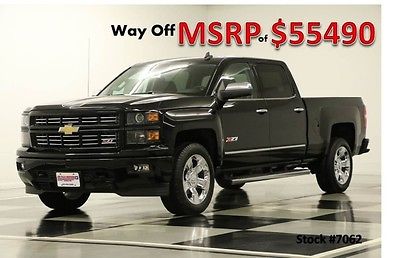 Chevrolet : Silverado 1500 MSRP$55490 Z71 4X4 LTZ GPS Leather Sunroof Black Crew New Navigation Heated Cooled Seats 20 In Chrome Cab 2014 15 5.3L V8 Camera 4WD