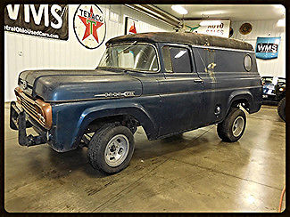 Ford : Other 58 blue gold panel wagon van truck f 100 2 wd cargo bus 6 cyl classic vintage wms