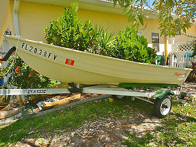 12' Fisher V-Hull Aluminum Jon Boat w/trailer