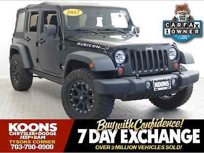 Jeep : Wrangler Unlimited Rubicon Sport Utility 4-Door 2012 jeep wrangler unlimited rubicon black out 4 door low miles carfax 1 owner