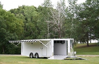 NEW! 8.5 X 28 ALUMINUM ALL SPORT ENCLOSED CARGO RACE HAULER- DUAL RAMPS/STEREO!