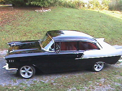 Chevrolet : Bel Air/150/210 150 57 chevy 150 black and silver with red interior frame off restoration