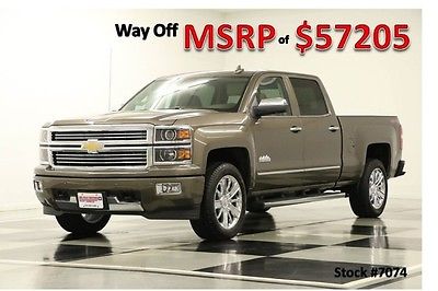 Chevrolet : Silverado 1500 MSRP$57205 4X4 DVD High Country Sunroof Brown Crew New GPS Navigation Heated Leather Seats 14 15 2014 4WD Brownstone Metallic