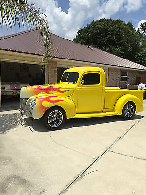 Ford : Other Pickups Pickup 1940 ford pickup yellow w flames 350 sbc auto air tan diamond tuck interior