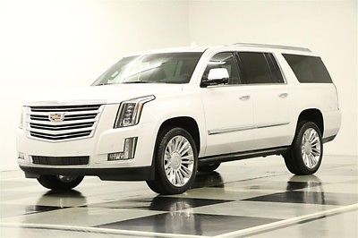Cadillac : Escalade MSRP$98690 4WD ESV Platinum 4 DVD GPS Sunroof Crystal White New Navi Heated Cooled Seats Player Camera 2015 15 16 Screens Tricoat Black