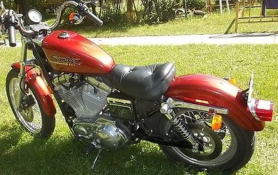 Harley-Davidson : Sportster 1999 harley davidson 883 sportster hugger red 1153 miles woman owned ride ready