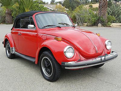 Volkswagen : Beetle - Classic Convertible 1979 vw beetle convertible with only 55 914 miles red with black top clean