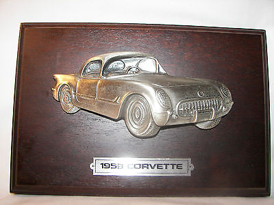 Chevrolet : Corvette Gallery Creations 1953 corvette plaque pewter on mahogany nib great door prizes lot of 3