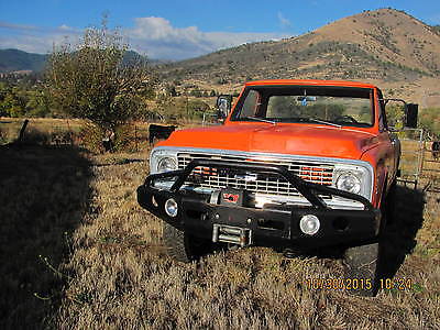 Chevrolet : C-10 Serious Mountain Goat! 1970 chevy factory 4 x 4 4 speed hugger orange warn winch protecto plate