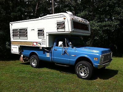 Chevrolet : C/K Pickup 2500 K20 Custom Camper 1972 chevy 4 x 4 custom camper truck with vintage camper