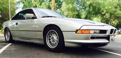 BMW : 8-Series Ivory grey leather 1992 bmw 850 i silver low miles maintained garage kept navigation sirius