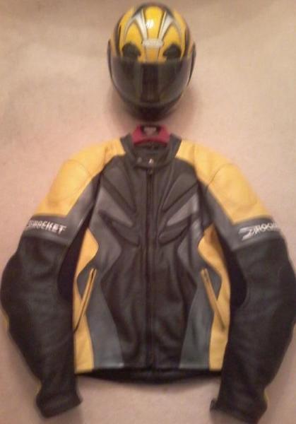 Joe Rocket Padded Leather Racing Jacket & Matching Helmet!