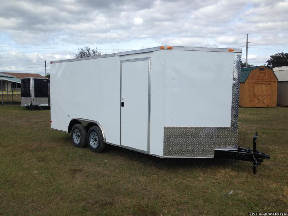 8.5ft.x16 Rear Ramp Door NEW ENCLOSED TRAILER with Drings