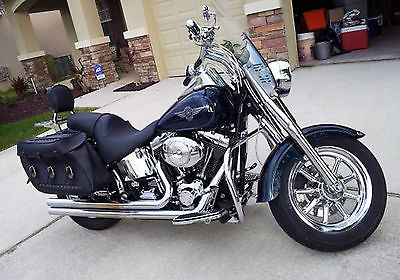 Harley-Davidson : Softail 2001 fat boy flstf with suede green pearl paint and chrome