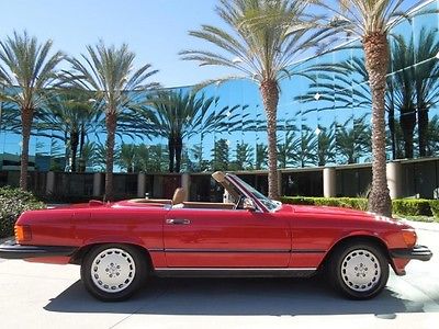 Mercedes-Benz : SL-Class 560SL 1986 mercedes benz 560 sl red tan leather low miles both tops beautiful