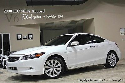 Honda : Accord 2dr Coupe 2008 honda accord ex l coupe v 6 white navigation sat radio leather loaded wow
