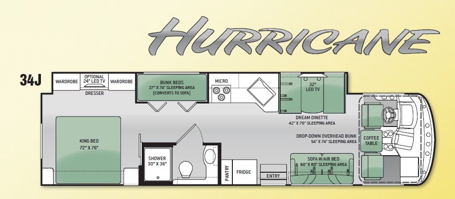 2015 Thor Motor Coach HURRICANE 34J BUNKHOUSE