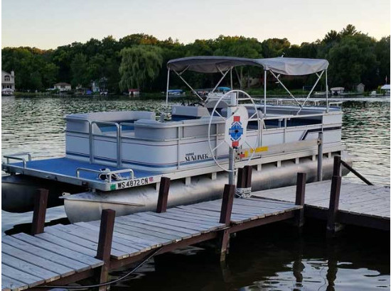 1989 Harris Flotebote 240 Super Sunliner with Shore Station Lift