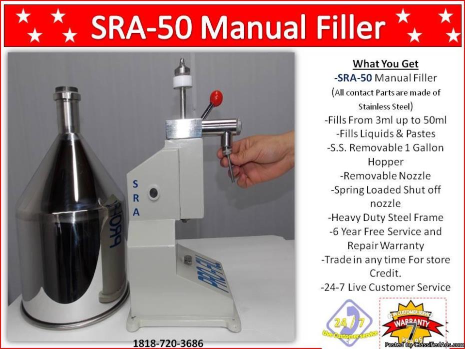 Mini Piston Filler Single Head SRA-50 Fills Liquids, Pastes, Scrubs, Peanut..., 1