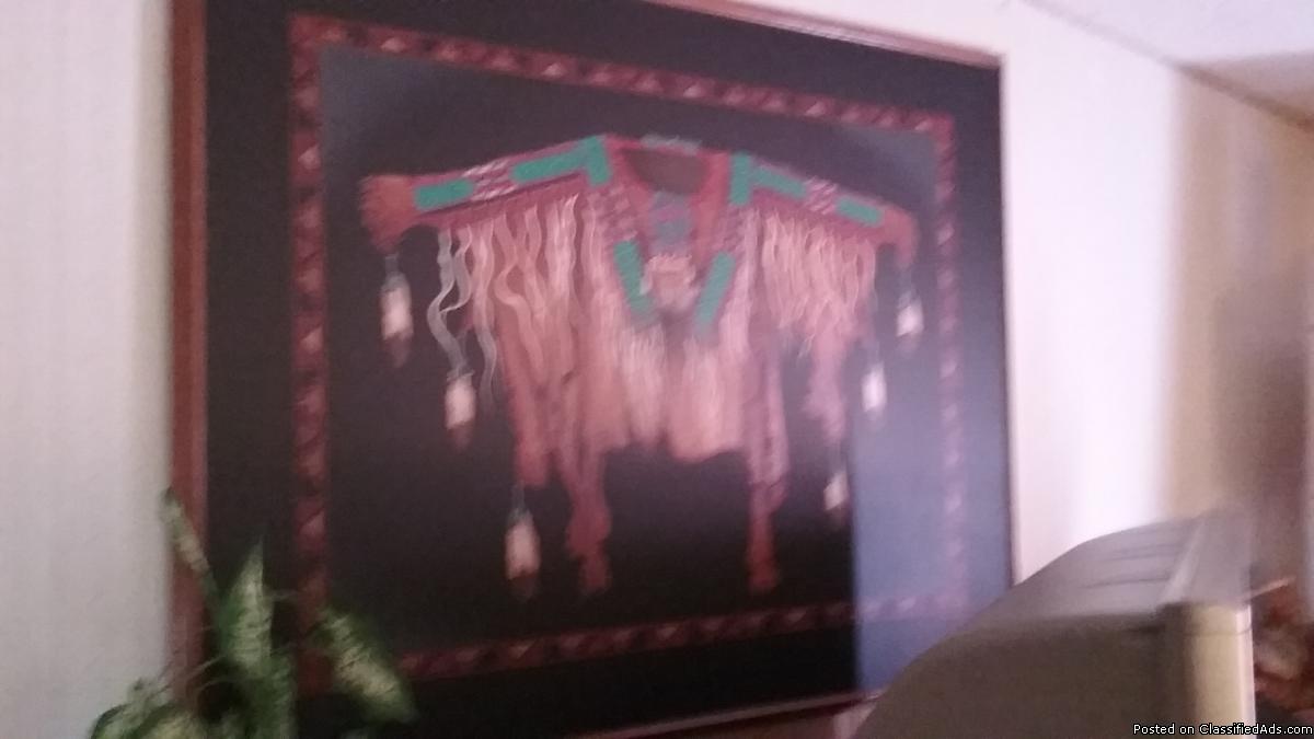 Large oil western native Indian art