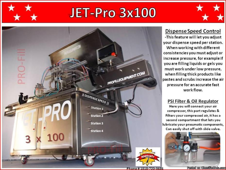 Automatic Jet-Pro-3x100 Fills Liquids, Pastes, Hair stylist products, Scrubs,..., 1