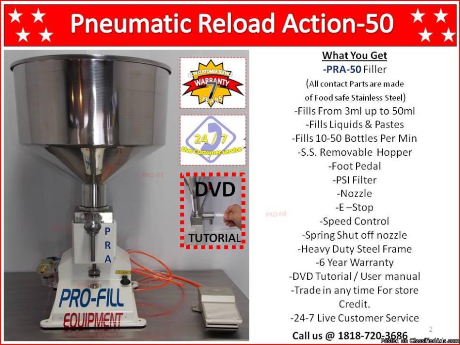 Mini Piston Filler Single Head PRA-50 Fills Liquids, Pastes, Scrubs, Peanut..., 0