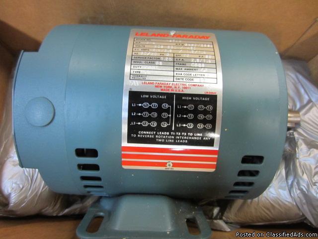 #026 3/4HP Leland Faraday, 3450 RPM 3 PHASE, 60 Cycle electric motor - NEW!, 1