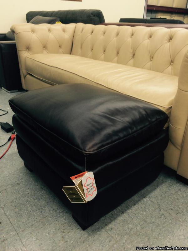 Leather Ottoman -pillowtop NEW !