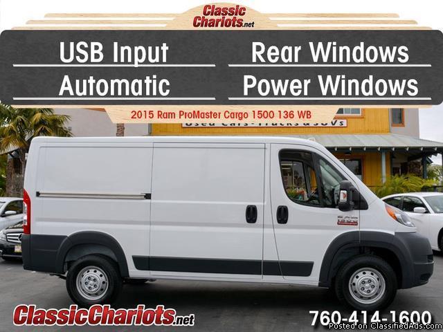 Used Commercial Vehicle Near Me – 2015 Ram ProMaster 1500 Cargo Van with USB...
